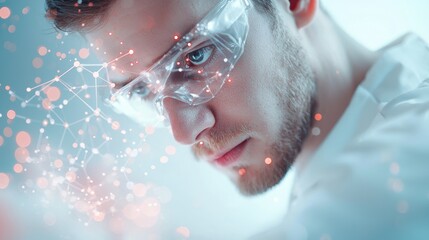 A scientist working in a high tech laboratory with advanced equipment, symbolizing scientific breakthroughs and global collaboration in research.