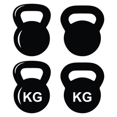 kettlebell silhouette icon set vector on white background