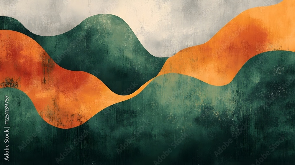 Aufkleber vibrant abstract landscape with flowing hills and waves of warm and cool color tones captivating dig