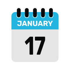 Obraz premium january 17 calendar icon and Time planner Daily Calendar reminder Vector design Illustration.