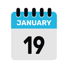 january 19 calendar icon and Time planner Daily Calendar reminder Vector design Illustration.