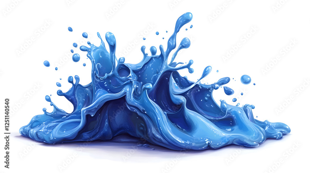 Aufkleber Vibrant blue liquid splash erupting with dynamic motion creating a visually captivating abstract art composition  The expressive chaotic flow of the water showcases its energy and power