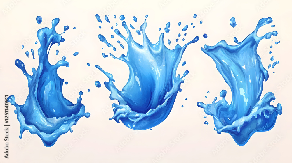 Aufkleber vibrant blue liquid splash with flowing movement abstract design with energetic curves and shapes in