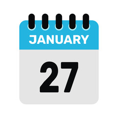 january 27 calendar icon and Time planner Daily Calendar reminder Vector design Illustration.