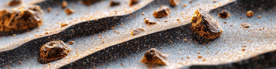 Microscopic Image:  Textured Surface with Orange-Brown Rock Fragments