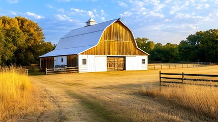 Rustic Barn in Autumn Golden Hour -  Golden Hour Photography