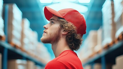 A worker in a warehouse using a digital tablet to track the location of a package, showcasing the importance of technology and data in modern logistics.