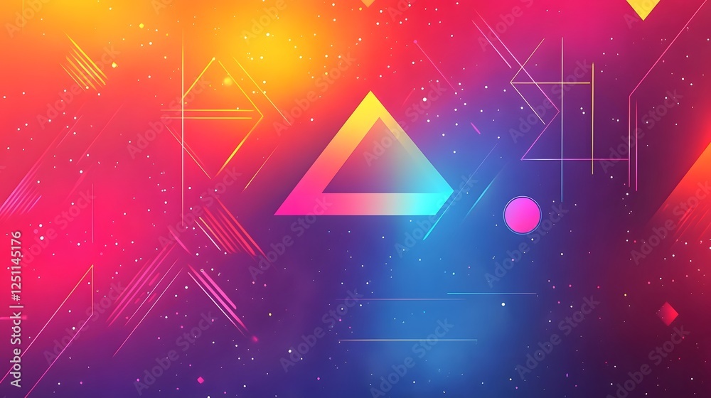 Leinwandbilder vibrant geometric abstract neon shapes composed in a glowing prismatic gradient background with dyna