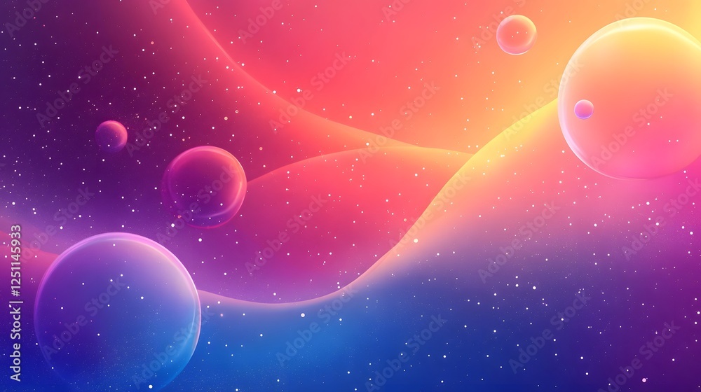 Fototapete vibrant surreal cosmic landscape with glowing nebula clouds planets and stars in a fantasy space bac