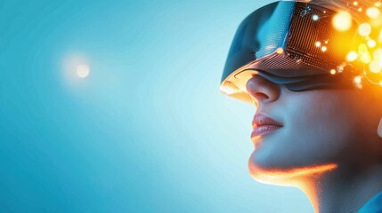 Workers in a smart factory wearing augmented reality (AR) headsets, receiving real time data and instructions, showcasing the integration of technology in human machine collaboration.