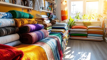 Colorful Fabric Rolls & Textiles Shop - Bohemian style