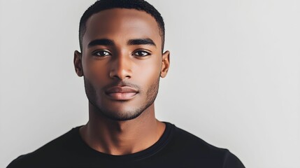 Fototapeta premium minimalist portrait, calm expression, man’s portrait, introspective, high-quality photography, natural beauty, soft lighting, neutral background, modern simplicity, clean lines, muted tones, minimalis