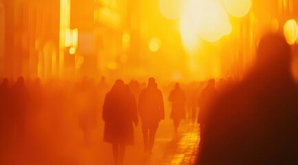 Fototapeta premium Silhouettes in Amber: A City Night's Embrace