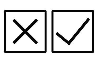 checkbox vector for yes and no signs. checkbox for ok and x. with red and green color