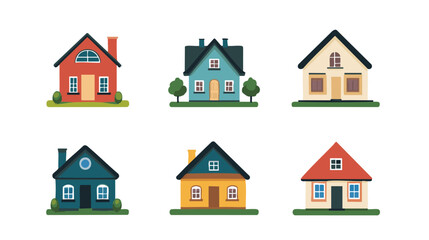 Vector Image Set of House Designs: Modern and Classic Architectural Styles