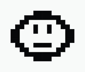 Obraz premium black and white face emoji pixel art icon vector illustration.