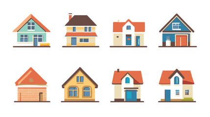 Vector Image Set of House Designs: Modern and Classic Architectural Styles