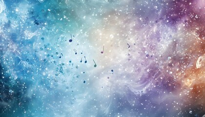 Cosmic Nebula Music Notes Scattered Across Galaxy