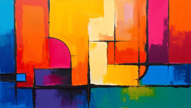 鮮やかな色彩の構図の抽象画