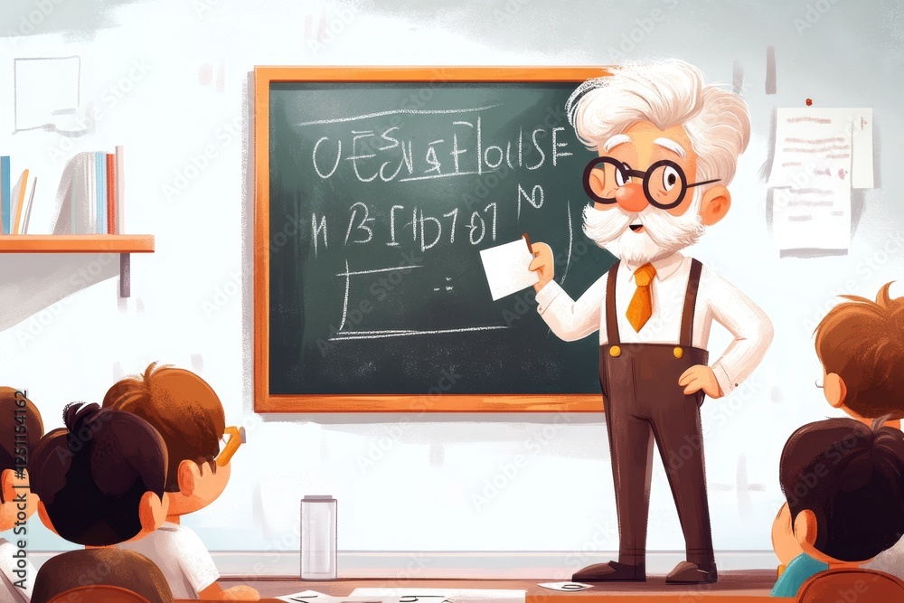 Aufkleber a 8-bit pixel art of a school teacher marking attendance on a pixelated blackboard with students sit