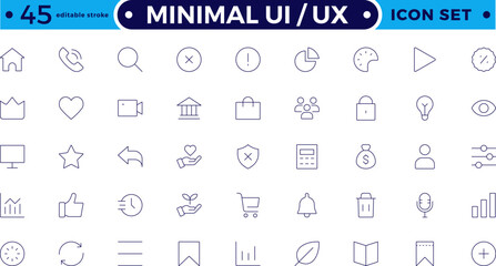 Best collection of ui ux icon set, user interface icon set collection. Basic User Interface Essential Set. Line Outline Icons. For App, Web, Print. Editable stroke outline icon.
