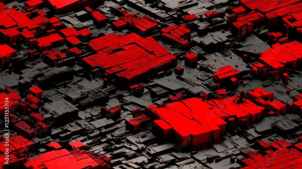 Fototapete image generated by a computer with a red and black background , isolated on white background, , copy
