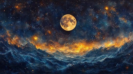 night sky with clouds and moon