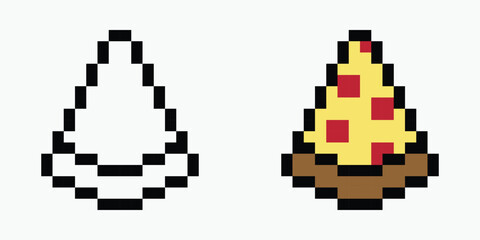 set pizza pixel art icon vector illustration.