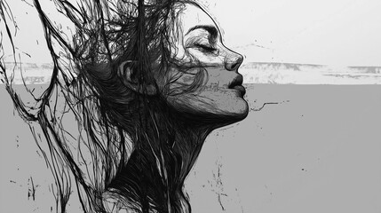 Fototapeta premium Bold Abstract Illustration Representing Emotional Struggles 