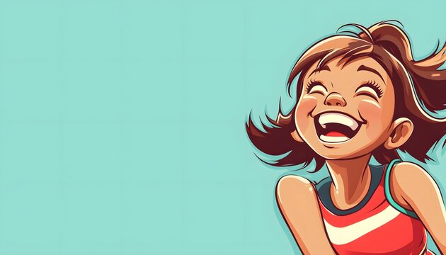 Joyful Girl Laughs Openly With Exuberance