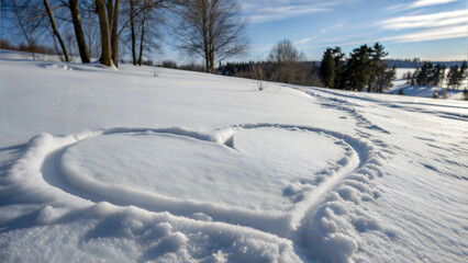 Heart-shaped stroke in snow