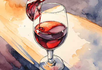 a painting of a glass of wine