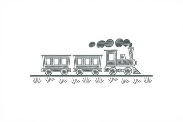 Obraz premium Vintage Steam Train Illustration: A nostalgic sketch of a classic steam locomotive chugging along the tracks, evoking a sense of bygone era travel.