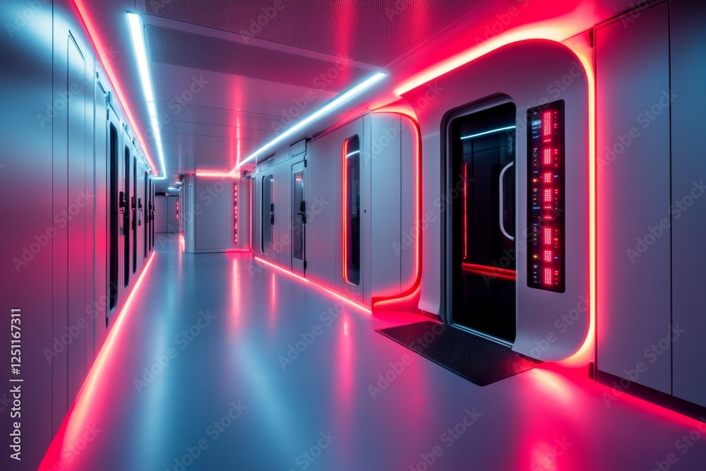 Aufkleber A flat, modern design of a server rack with blinking indicator lights, representing data processing