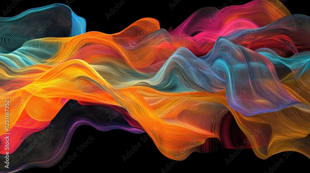 Poster abstract glowing data flow streams representing analytics in action.