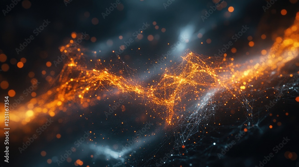 Poster abstract glowing data flow streams representing analytics in action.
