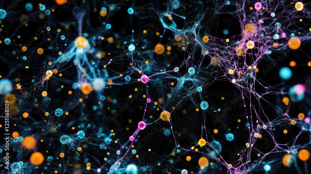 Poster ai-powered bioinformatics analysis with complex genomic data graphs.