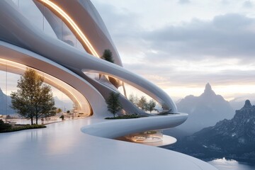 Obraz premium A futuristic AI-powered knowledge hub where humans and machines share information seamlessly