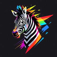 Vibrant Zebra Portrait: A Splash of Color