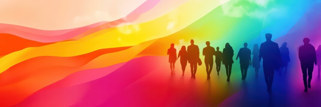 Celebrating diversity on International day against homophobia, biphobia, and transphobia. Horizontal banner. Copy space. LGBT pride month