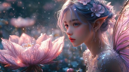 A delicate fairy surrounded by nature
