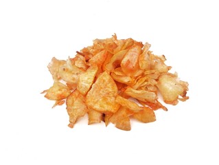 Fototapeta premium keripik singkong or Cassava chips isolated on white background, Indonesian typical food or snack.