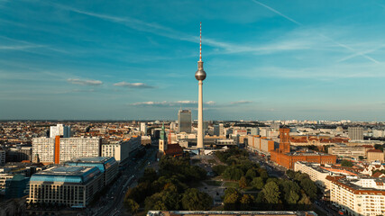 Berlin Skyline City Panorama  famous landmark in Berlin, Germany, Europe.