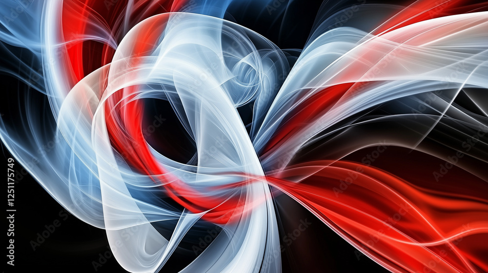 Leinwandbilder dynamic abstract background with flowing smoke and elegant curved lines in red, white, and blue on a
