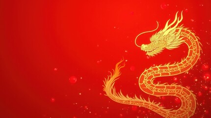 Obraz premium Golden Serpent on Red Background