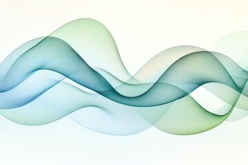 Abstract flowing waves in soft green and blue hues