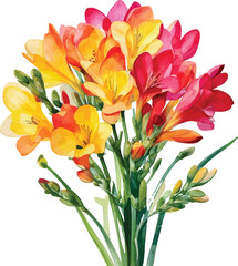 Fototapeta premium watercolor freesia flower illustration isolated background