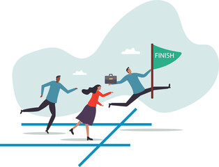 Go extra miles or extra step ahead the goal, push more effort to ensure succeed, exceed or beyond expectation,business concept.flat character.
