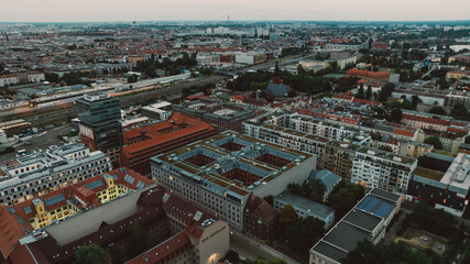 Berlin Skyline City Panorama  famous landmark in Berlin, Germany, Europe.