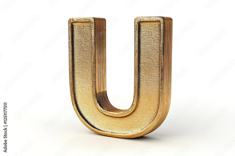 Fototapete isolated on a white backdrop is the 3d letter u in a gold serif typeface. generative ai